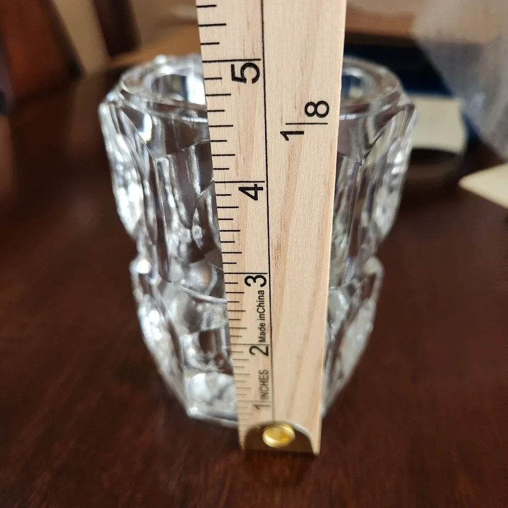 Vintage Elements Clear Heavy Glass Pillar Candle Holder‎ Czech Republic